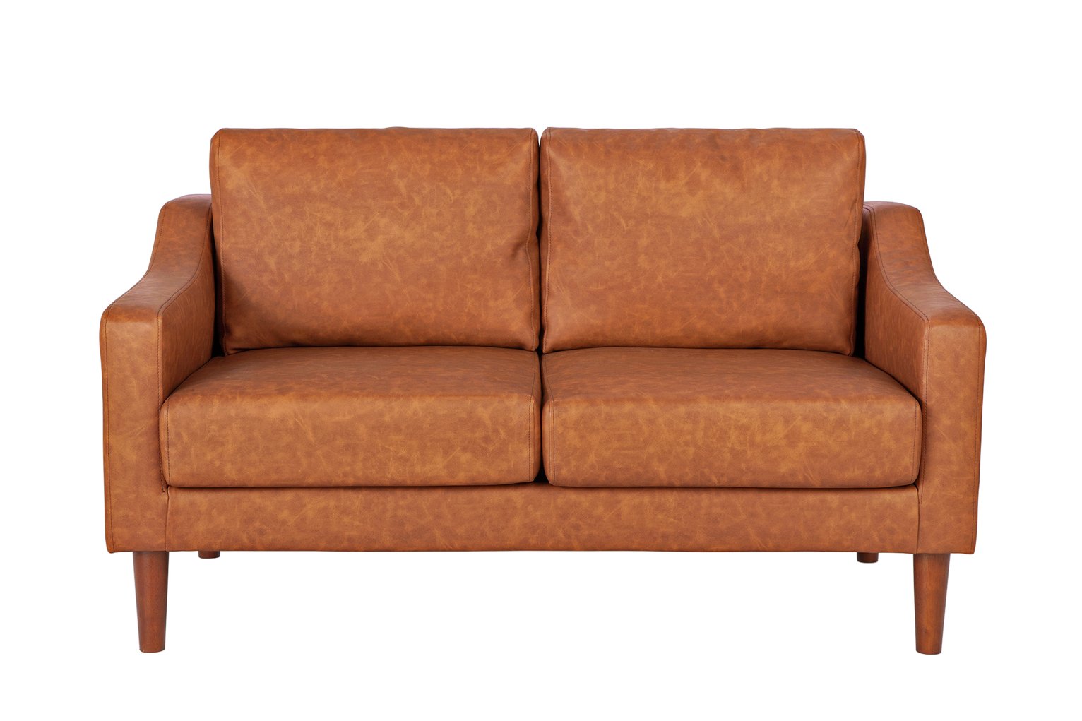 Argos Home Brixton 2 Seater Faux Leather Sofa - Tan