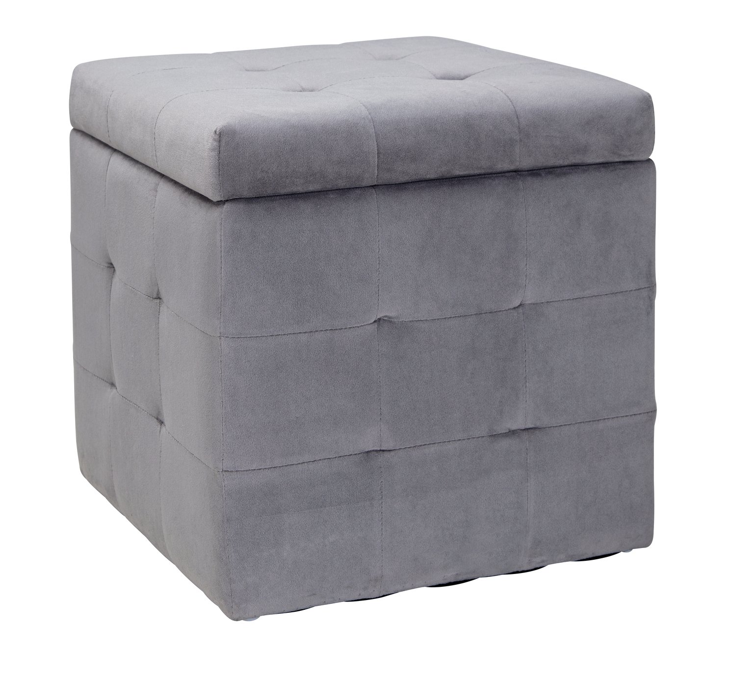 Argos Home Small Velvet Ottoman - Grey