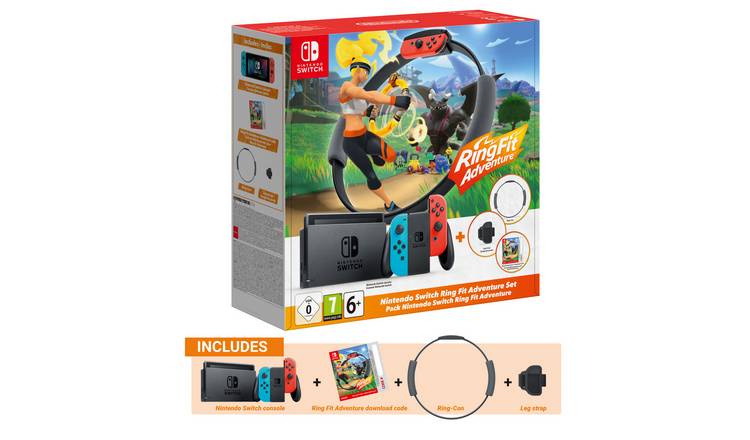 Nintendo Switch Console And Ring Fit Adventure Game Bundle