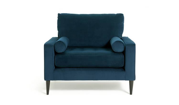 Habitat Hudson Velvet Cuddle Chair - Blue