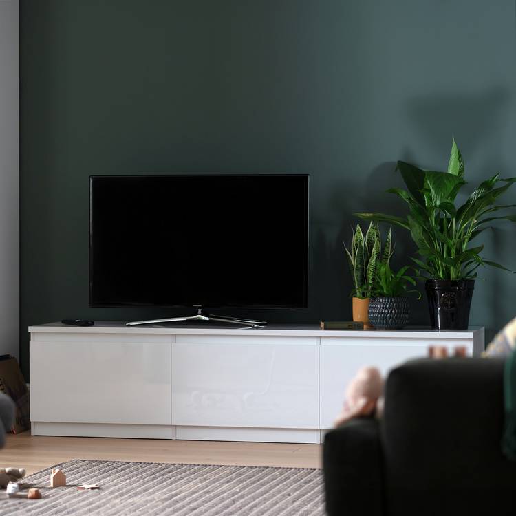 Habitat Jenson 3 Door Large TV Unit - White Gloss 0