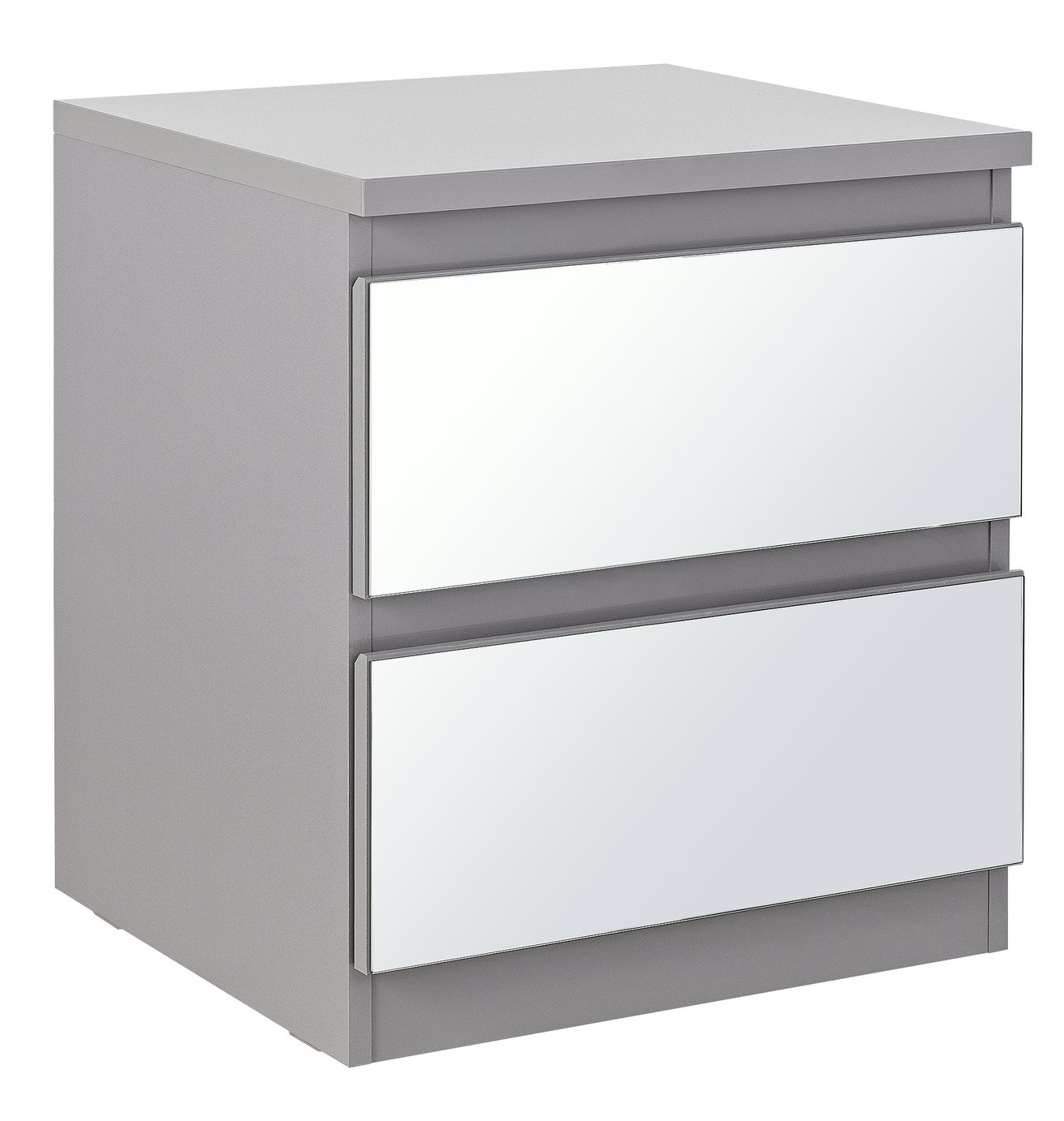 Habitat Jenson Gloss 2 Drawer Mirror Bedside Table - Grey