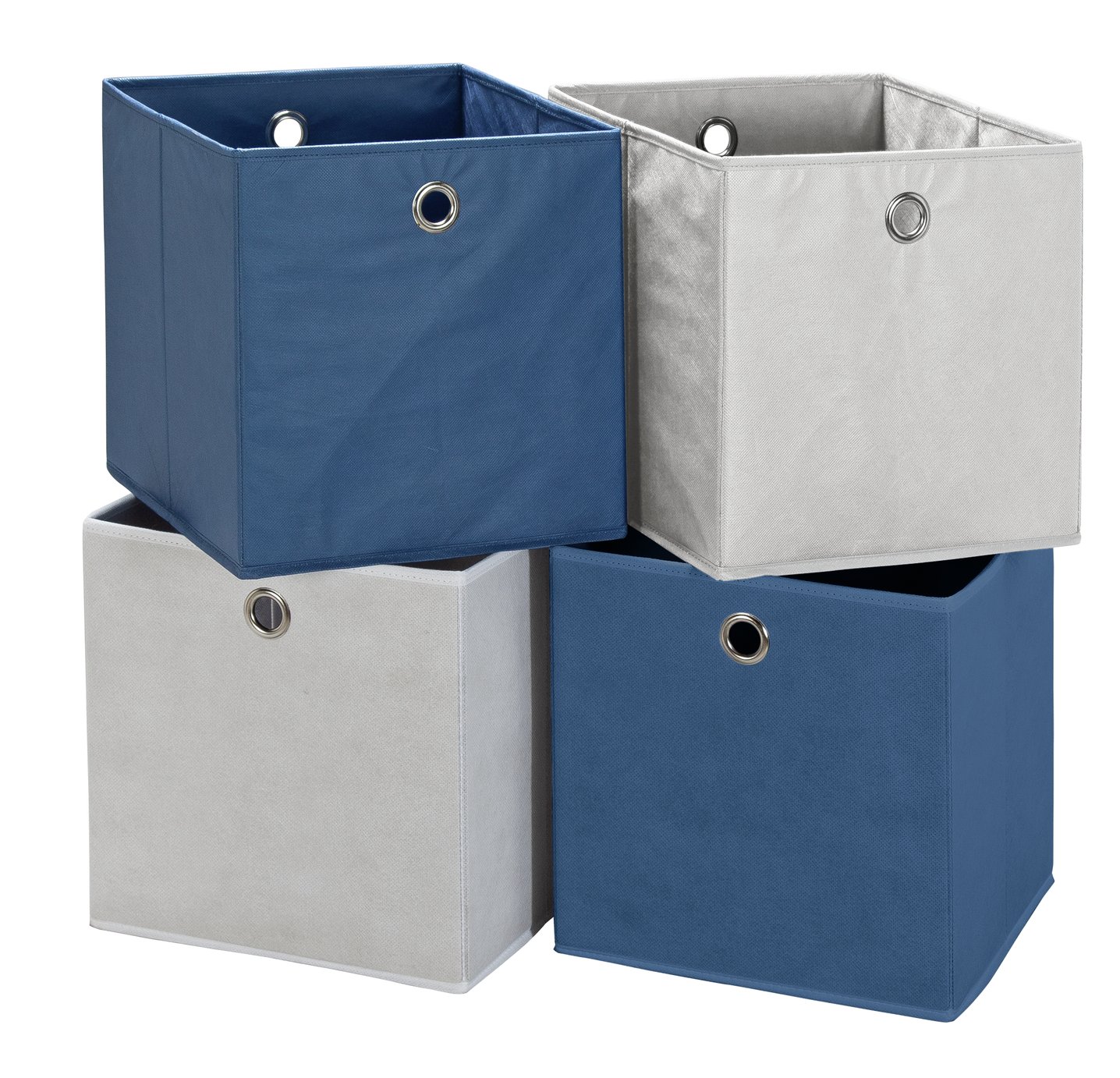 Argos Home Set of 4 Squares Boxes - Blue & White