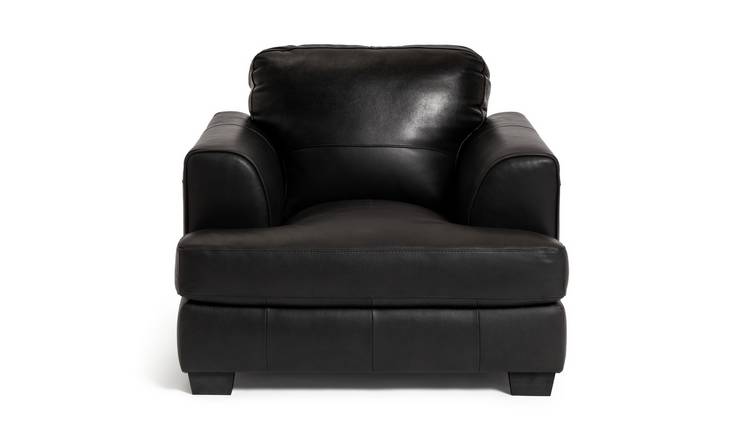 Habitat Elmton Leather Sofa Chair - Black