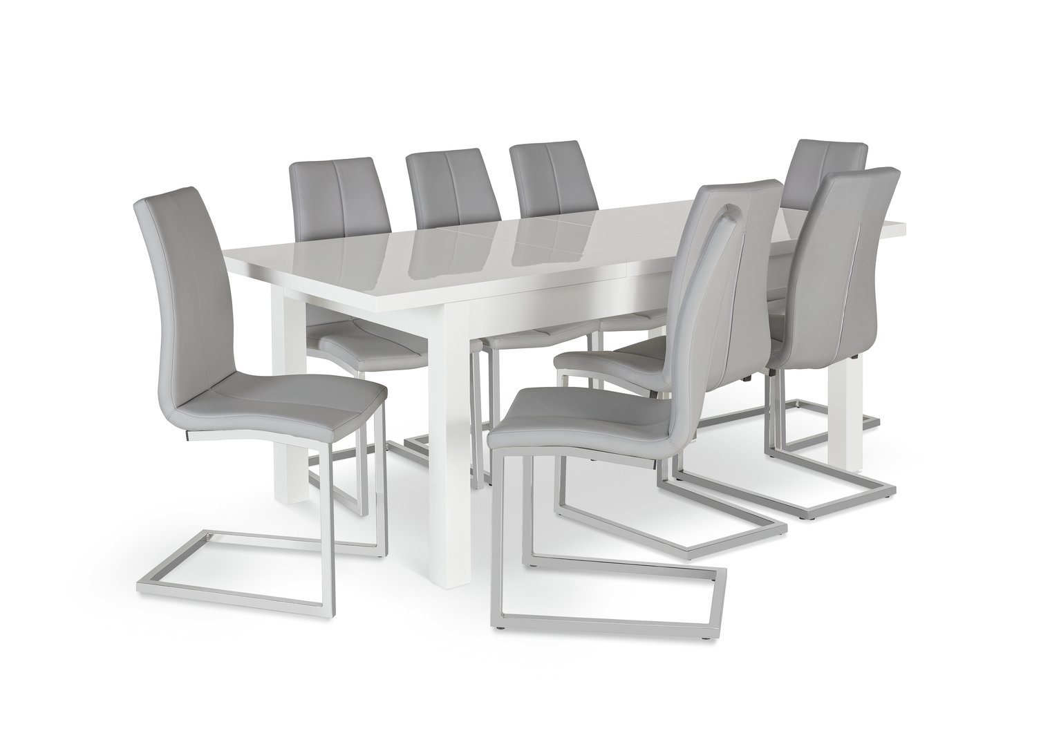 Argos Home Lyssa Extending XL Gloss Table & 8 Chairs - Grey