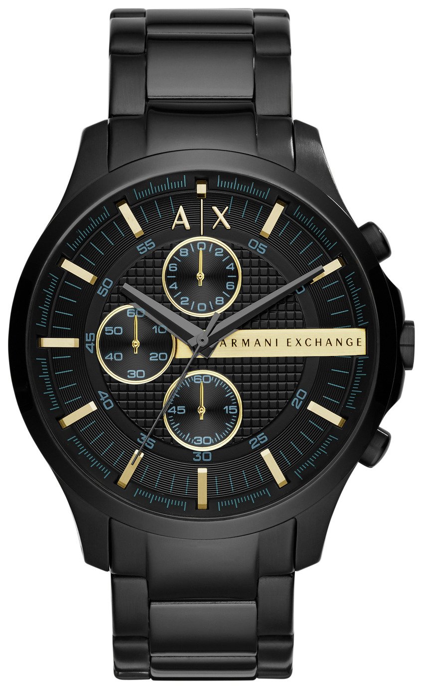 armani exchange black dial stainless steel watch