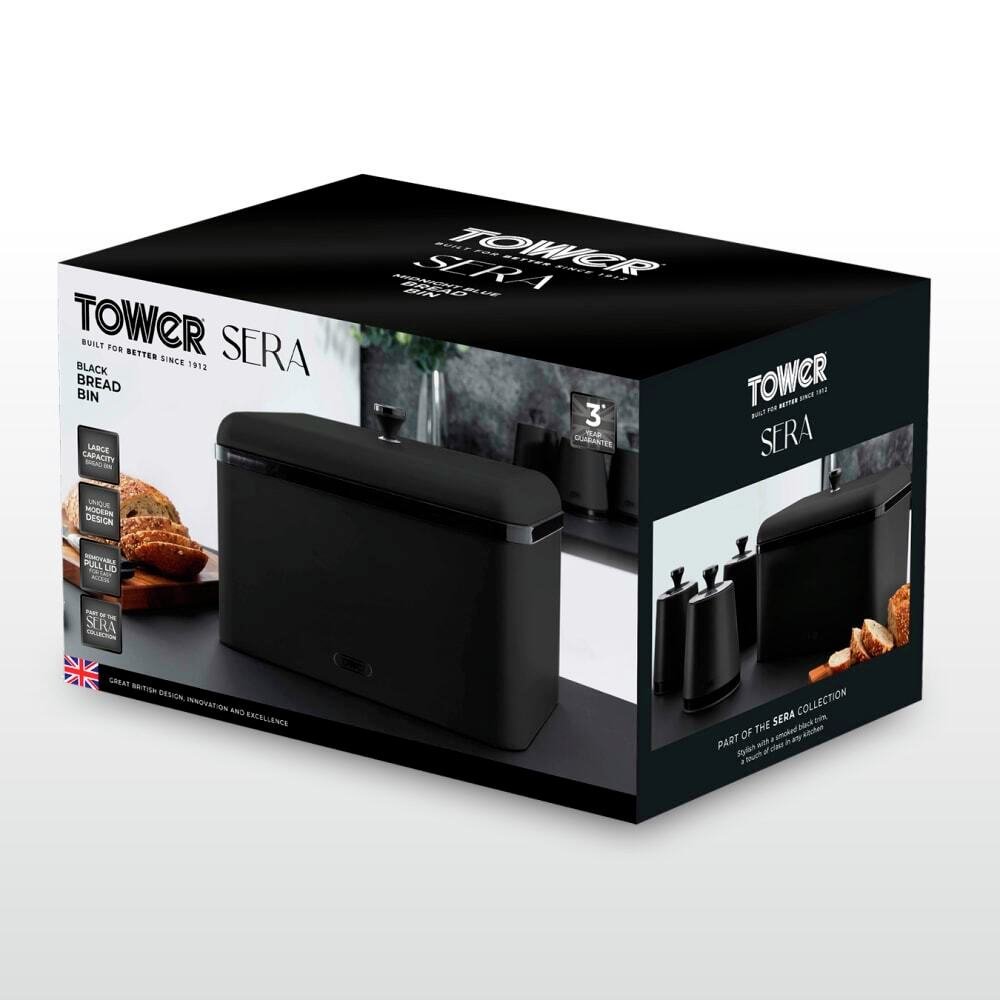 Buy Tower Sera Carbon Steel Bread Bin - Black | Bread bins | Argos