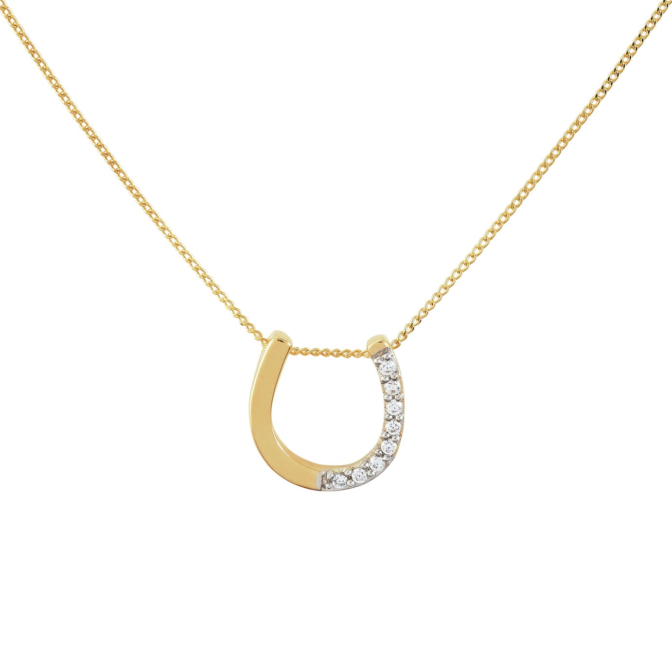 Revere 9ct Gold Horseshoe Pendant 18 Inch Necklace