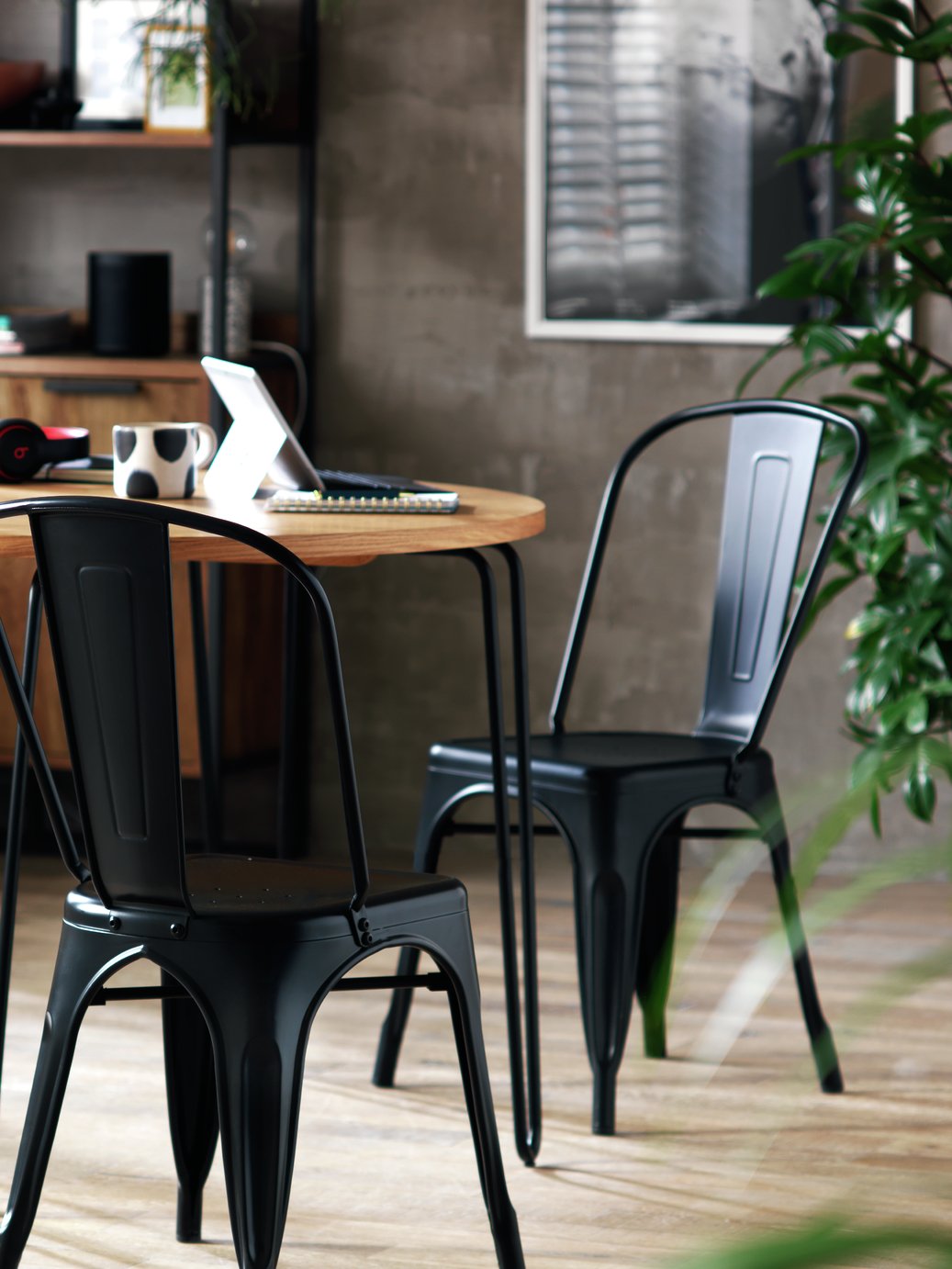 Argos Home Industrial Pair of Metal Dining Chairs-Matt Black Review