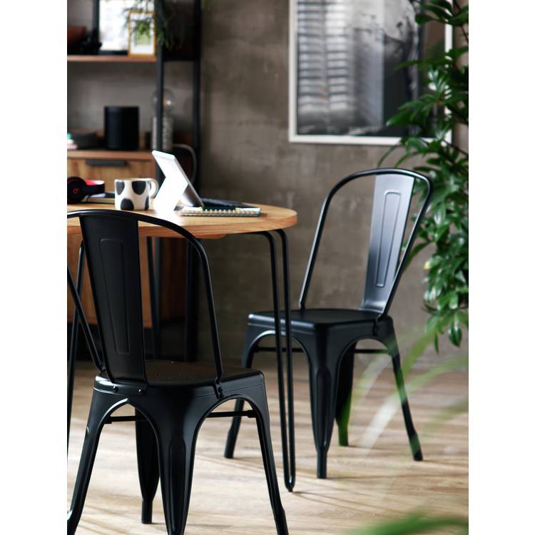 Habitat Industrial Pair of Metal Dining Chairs-Matt Black 0