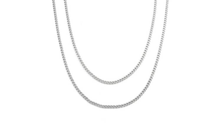 Revere Men's Stainless Steel Two Layered Chain Necklace