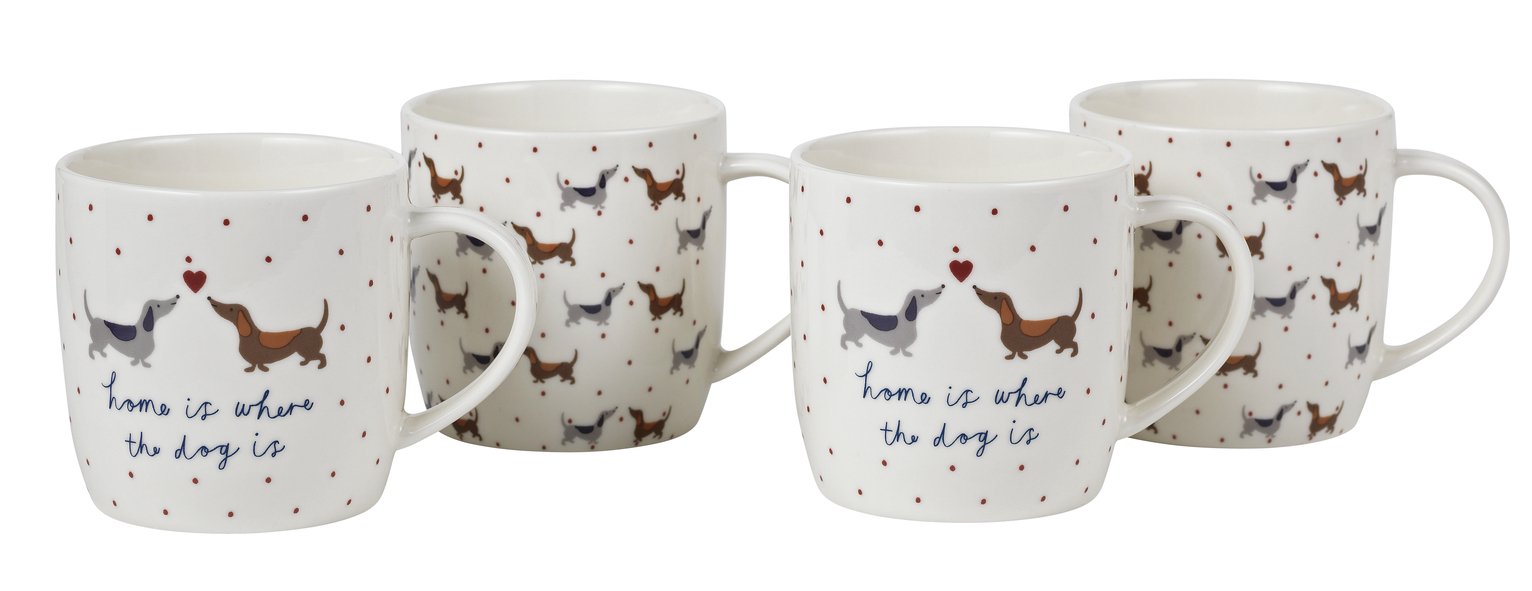 Argos Home Set of 4 Spotty Dachshund Mugs Review