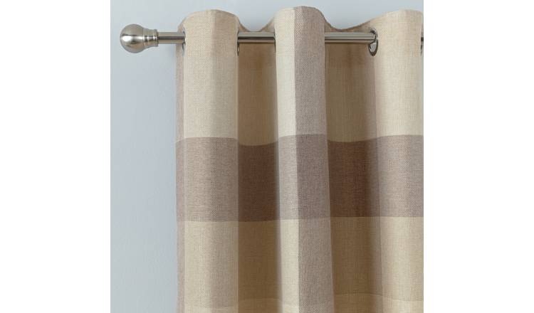 Buy Argos Home Block Check Lined Eyelet Curtains Natural