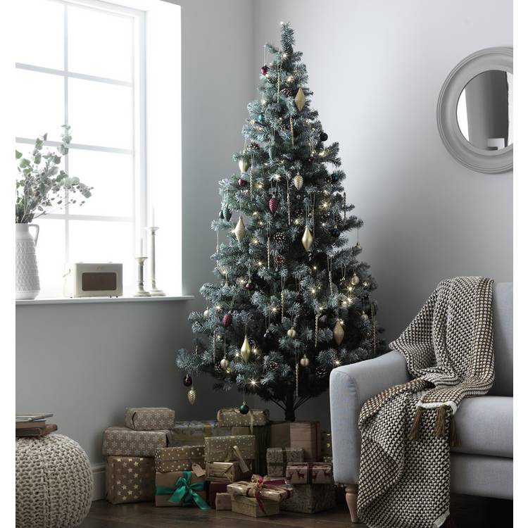 Habitat 7ft Pre lit Blue Oscar With Pine Cone Christmas Tree 0