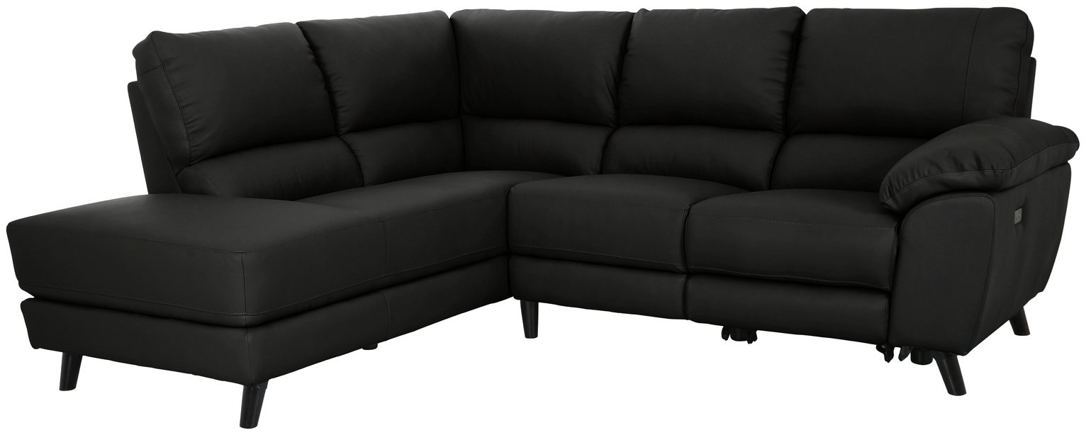 Argos Home Elliot Corner Leather Mix Recliner Sofa - Black