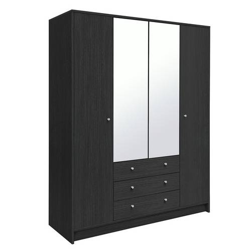 Buy Argos Home Malibu 4 Dr 3 Drw Mirror Wardrobe Black Oak Eff