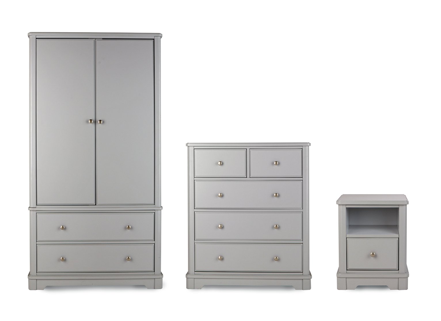 Argos Home Ashbourne 3 Piece 2 Door Wardrobe Set - Soft Grey