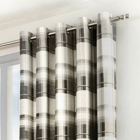 Fusion Balmoral Check Fully Lined Eyelet Curtains - Grey