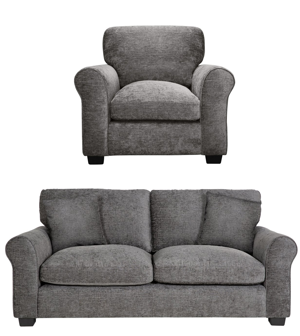 Argos Home Tammy Fabric Chair and 3 Seater Sofa - Charcoal