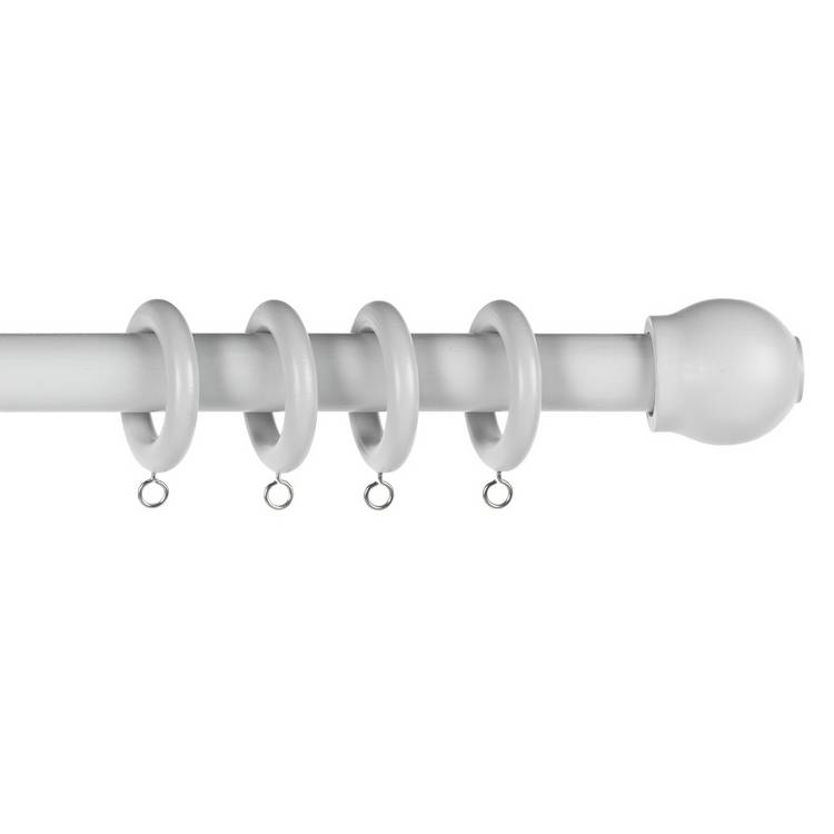 Argos Home Grey Wooden Fixed Curtain Pole - 180cm 0