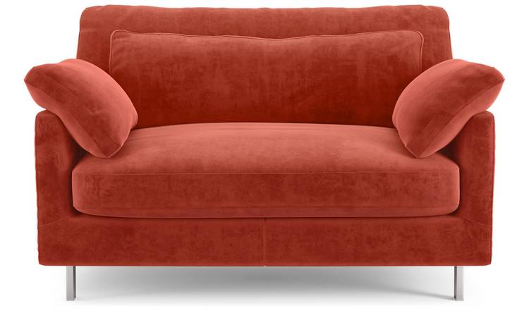 Buy Habitat Cuscino Velvet Cuddle Chair - Orange | Armchairs and chairs