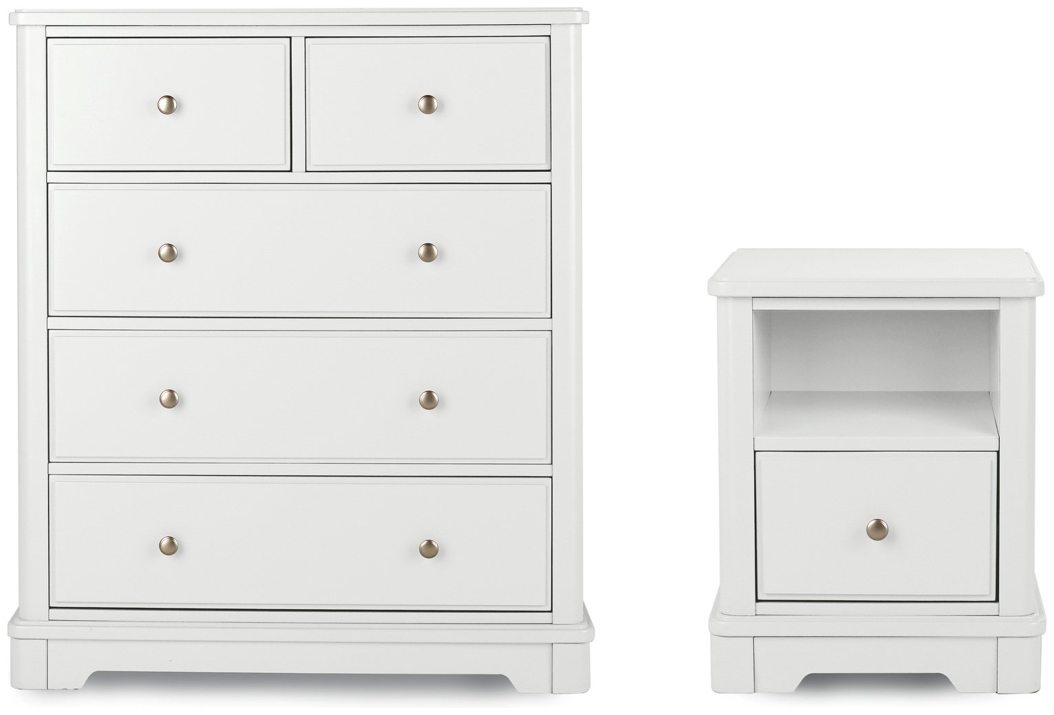 Argos Home Ashbourne Bedside & 3+2 Drawer Set - Soft White