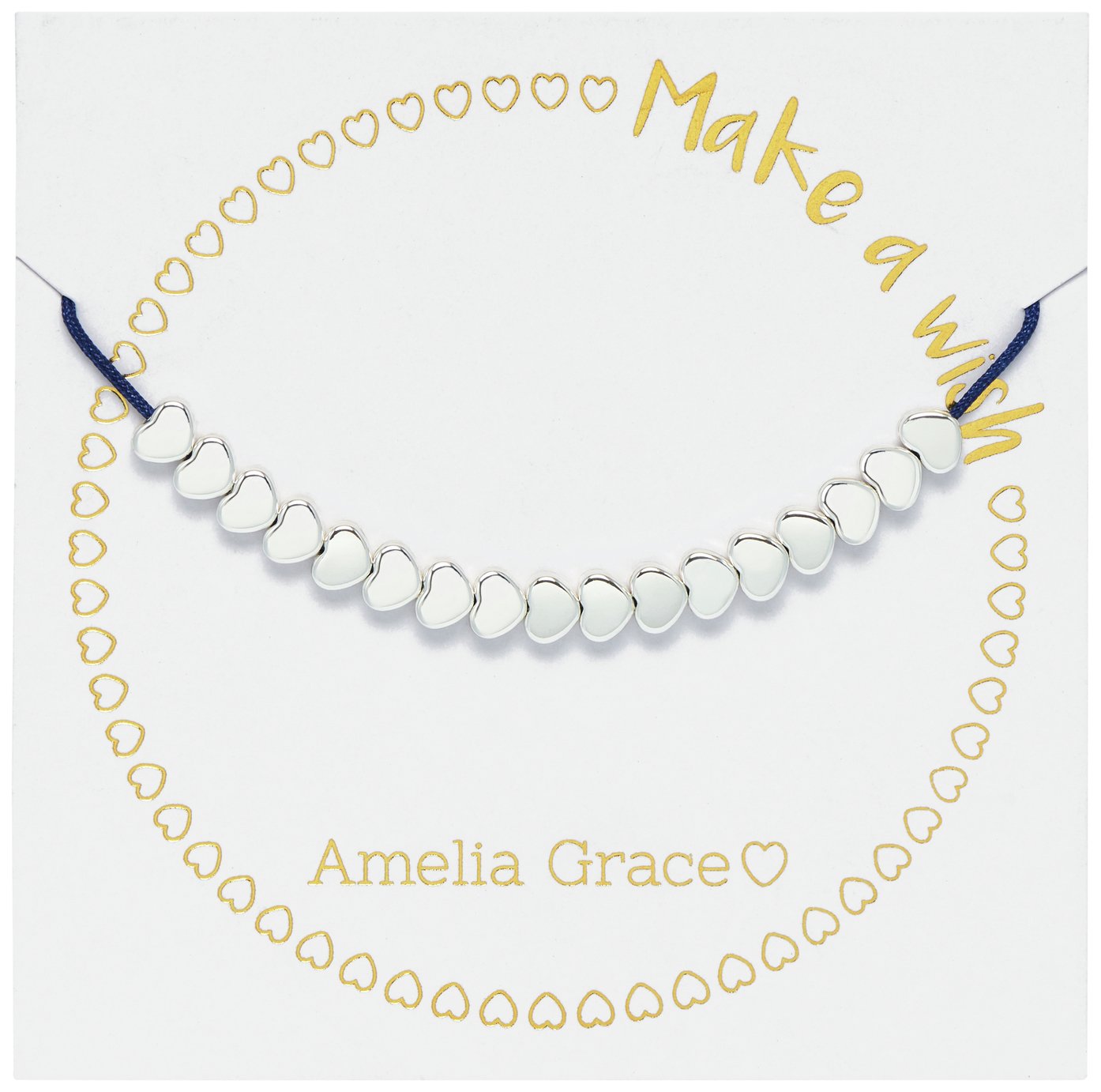 Amelia Grace Silver Coloured Navy Thread Bracelet