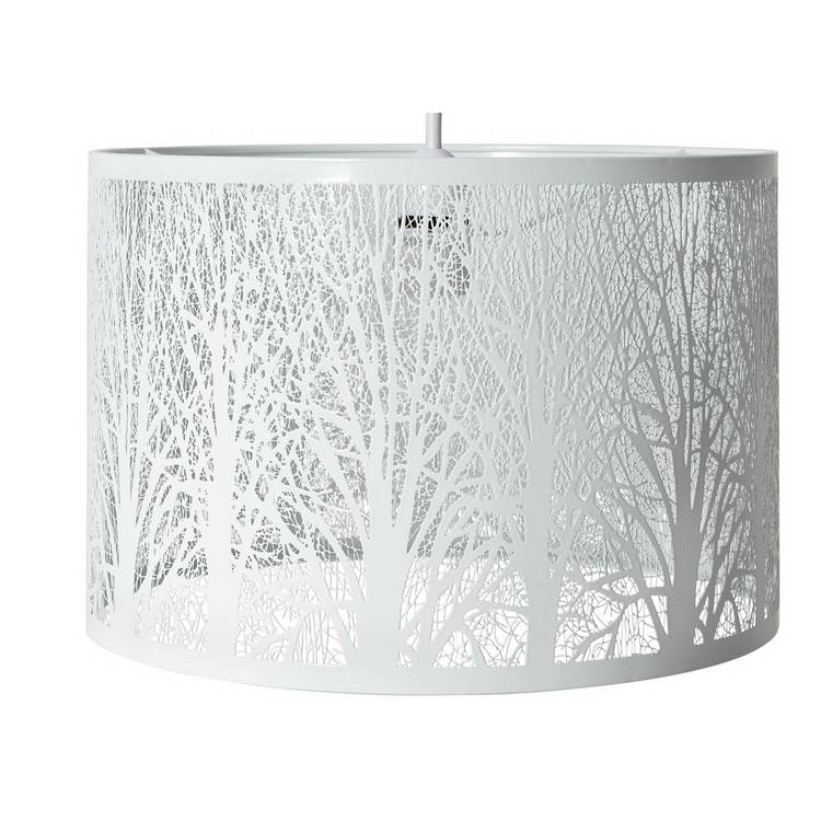 Argos Home White Metal Cutout Trees Drum Lampshade - 30cm 0