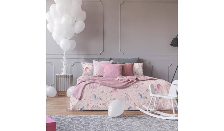 OHS Unicorn Kingdom Duvet Cover Set Blush - Cot Bed