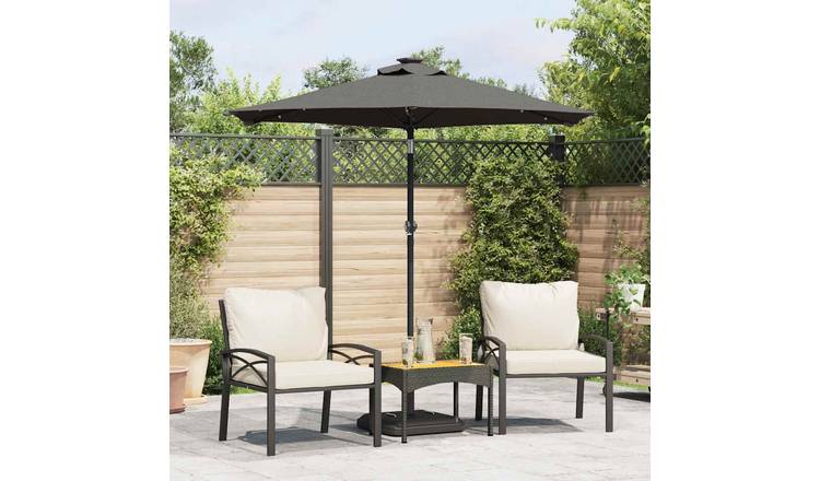 Walplus Polyester Garden Parasol - Anthracite - 225 x 225 x 212 cm