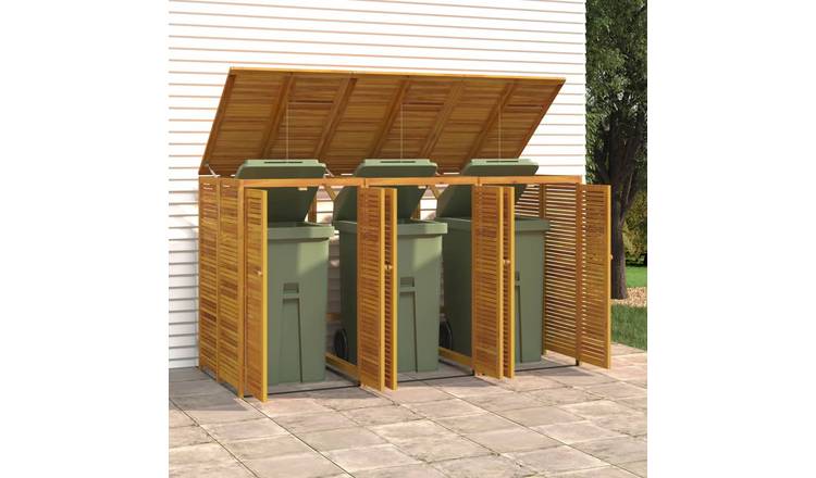 Walplus Triple Wood Wheelie Bin Store - 210 x 89 x 117 cm