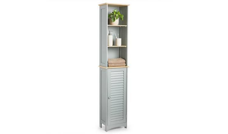 VonHaus Shutter Style Tall Bathroom Cabinet - Grey