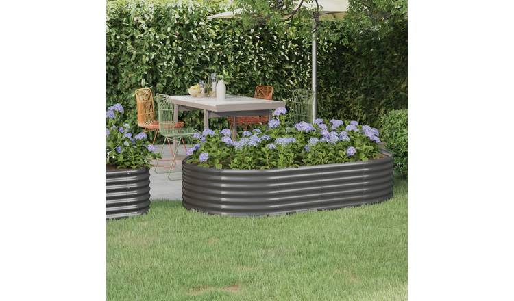 Walplus Galvanised Steel Raised Garden Bed - Grey - 175 x 100 x 36 cm