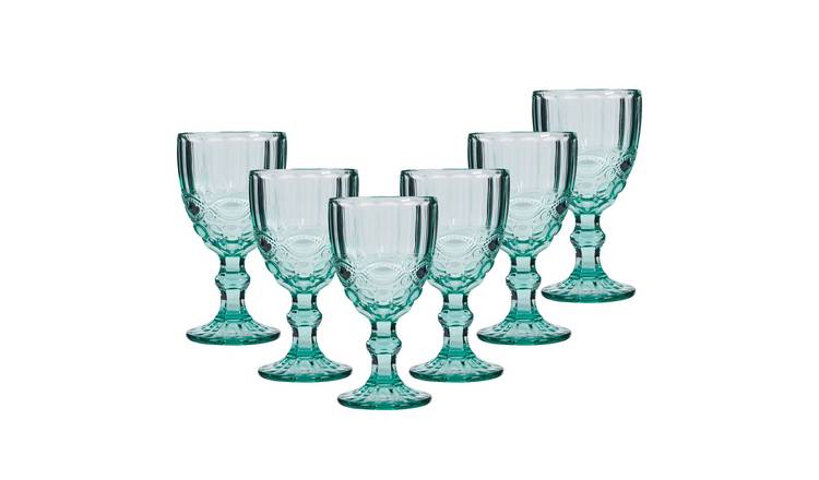 Dibor Set of 6 Aurielle 350ml Glass Wine Glasses - Green