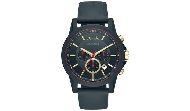 Buy Armani Exchange Blue Dial Mens Silicone Strap Watch | Men's watches |  Argos