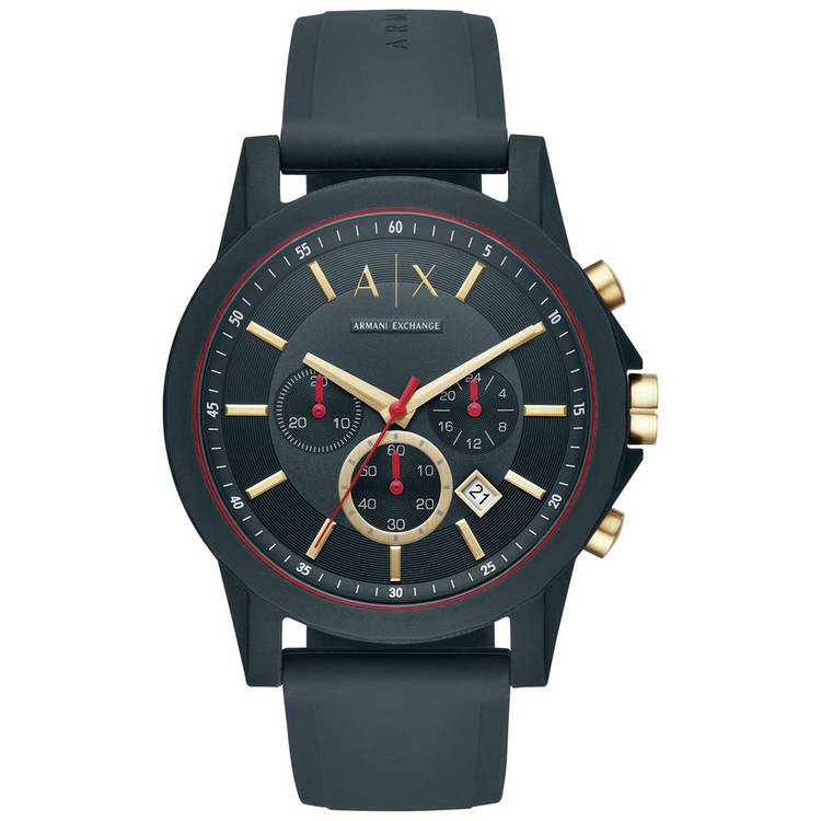 Armani Exchange Blue Dial Mens Silicone Strap Watch 0