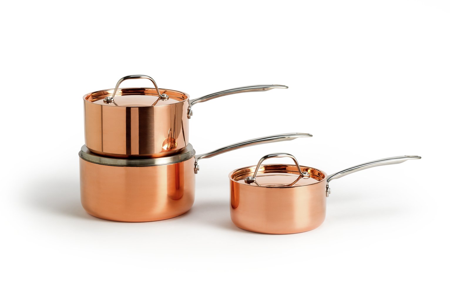 Argos Home 3 Piece Copper Triply Pan Set