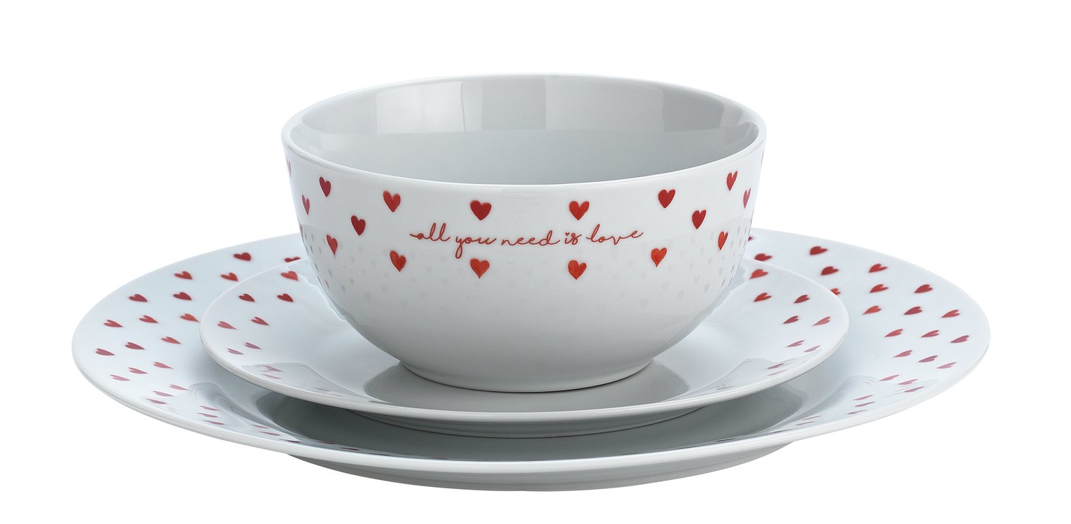 Argos Home 12 Piece Watercolour Hearts Dinner Set Review