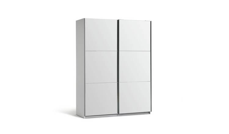 Habitat Holsted Mirrored Medium Wardrobe - White