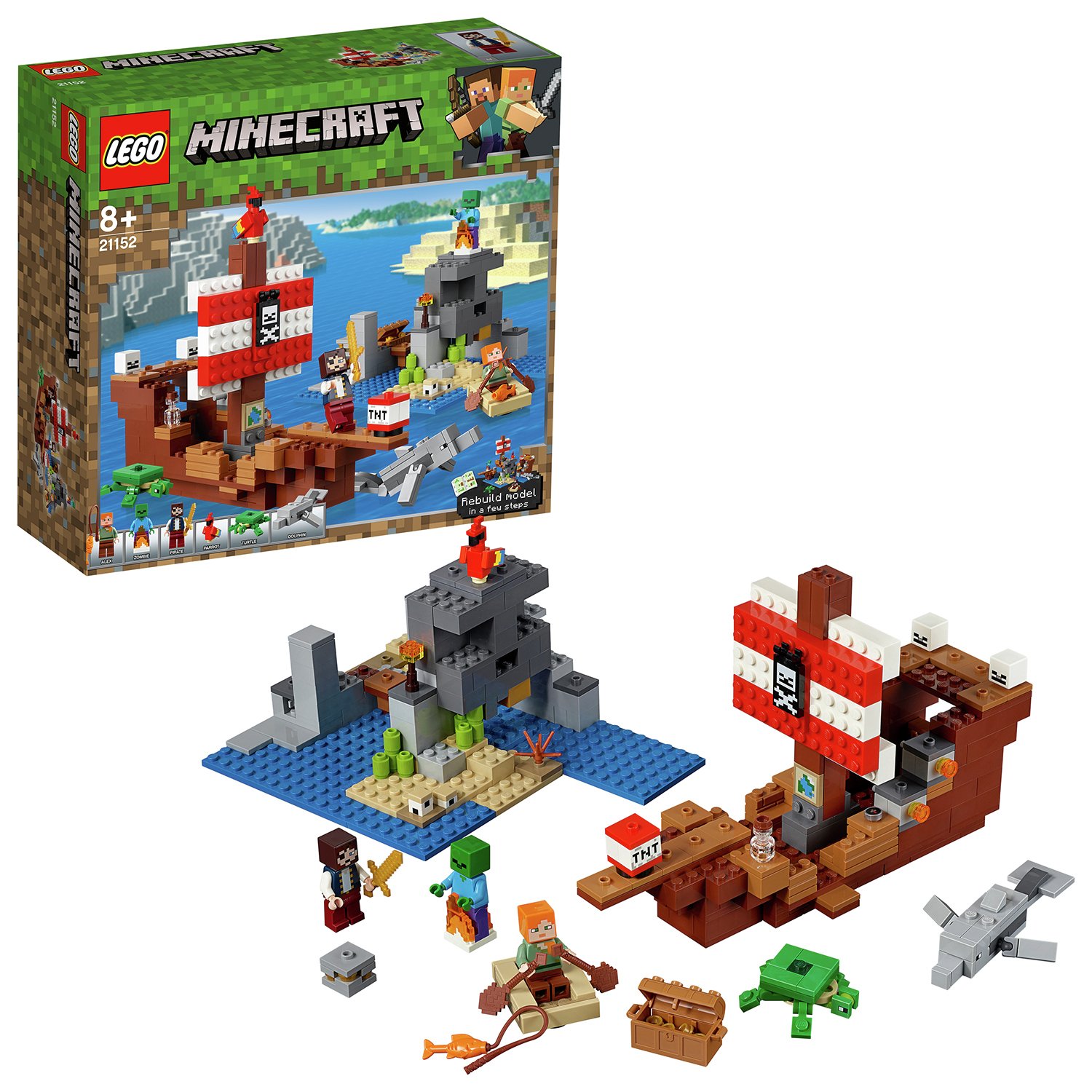 LEGO Minecraft Pirate Toy Ship Adventure Playset - 21152
