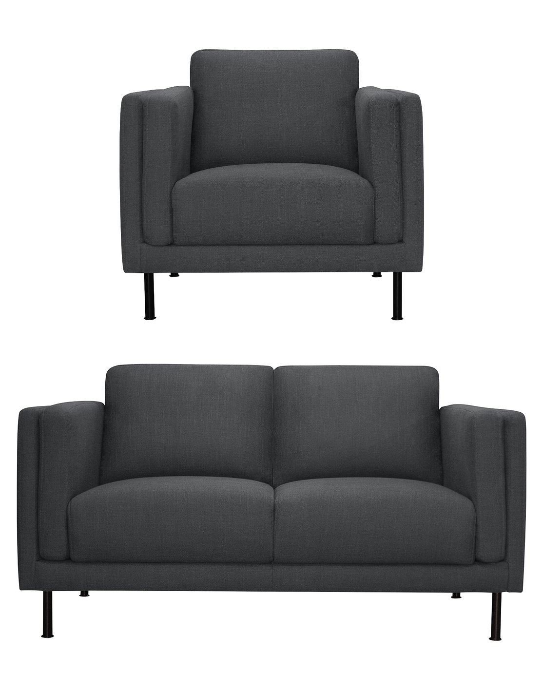 Argos Home Hugo Fabric Chair and 3 Seater Sofa - Charcoal