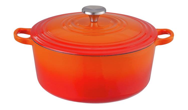 Argos Home 5.3 Litre Cast Iron Casserole Dish - Orange