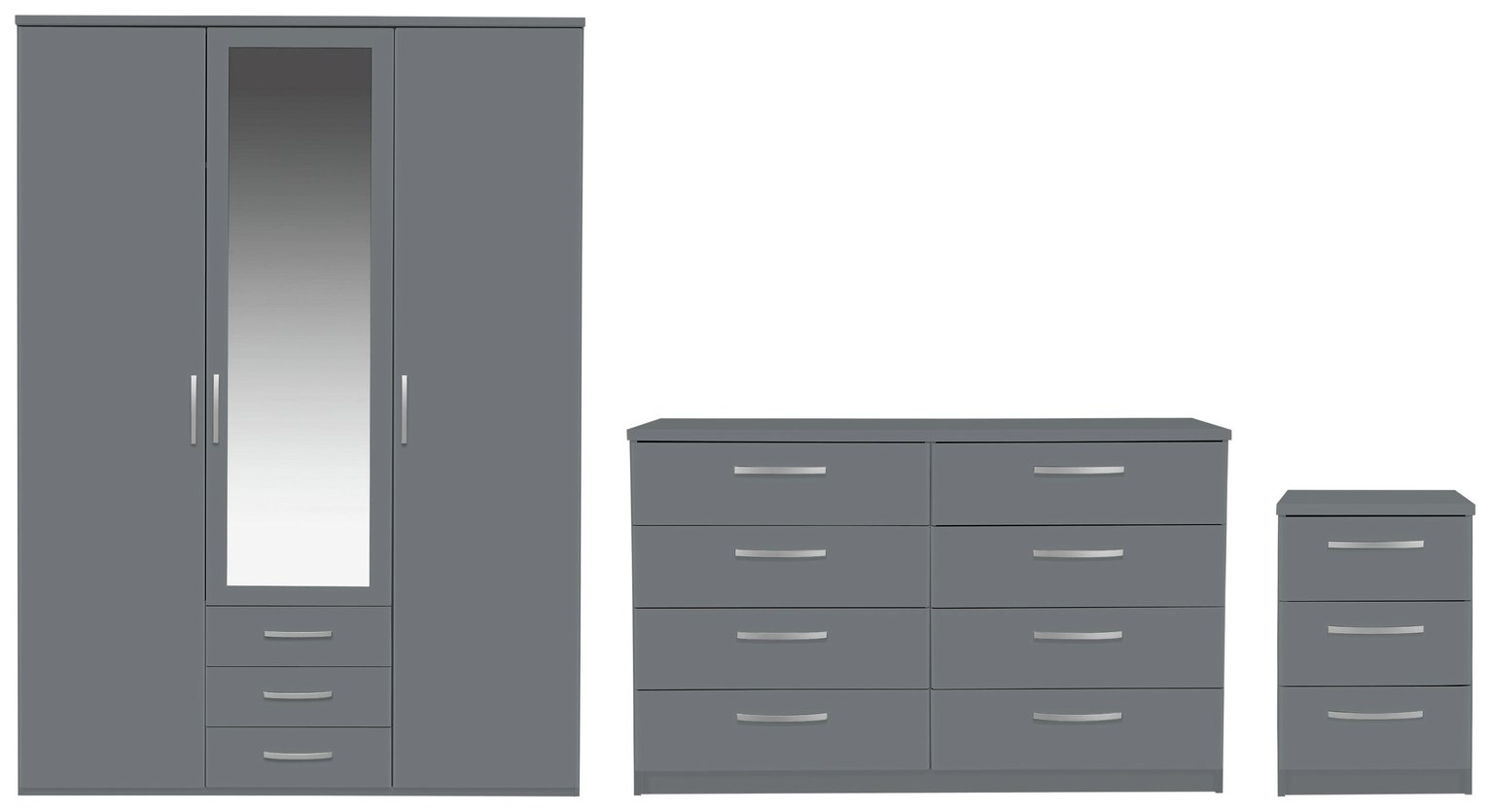 Argos Home Hallingford 3 Piece 3 Door Wardrobe Set - Grey