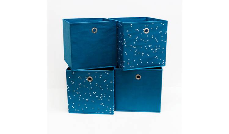 Habitat Set of 4 Square Plus Confetti Boxes - Confetti Teal