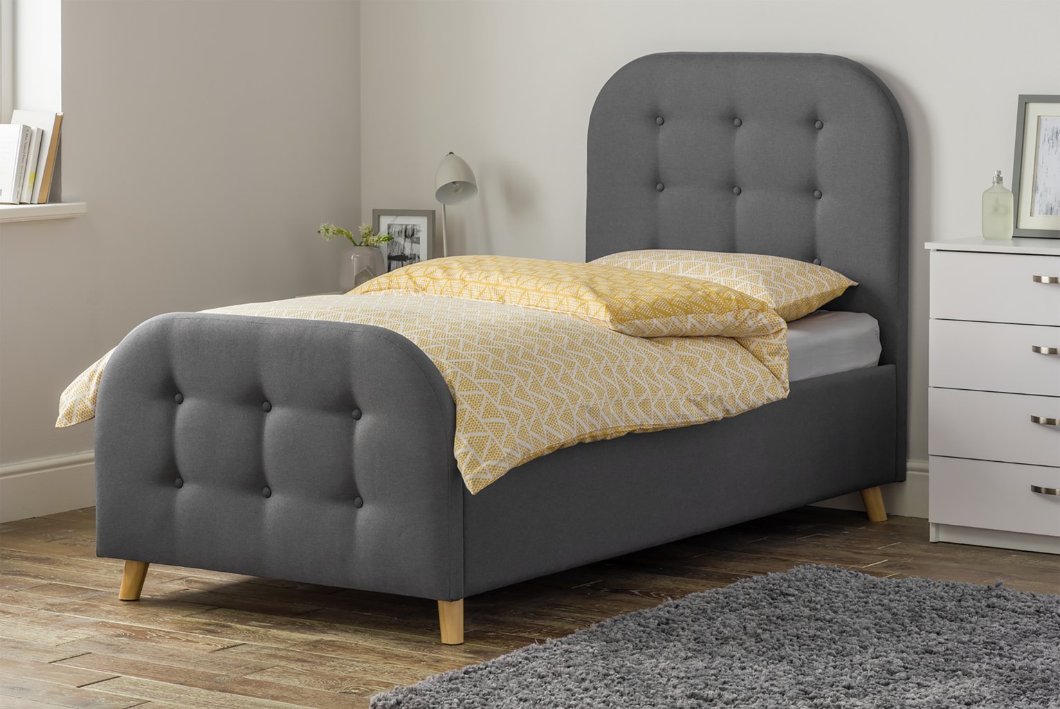 Habitat Ashby Ottoman Single Fabric Bed Frame - Grey