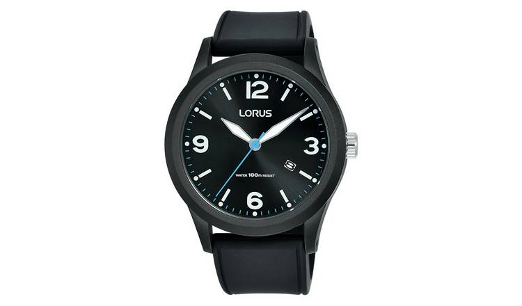 Lorus Men's Black Silicone Strap Watch