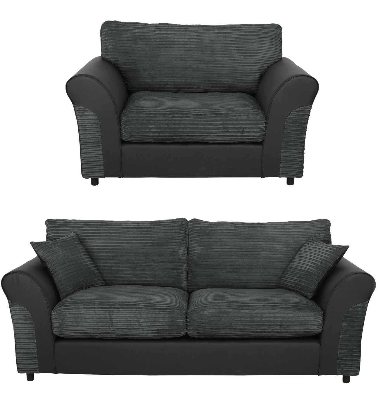 Argos Home Harry Fabric Chair & 3 Seater Sofa - Charcoal