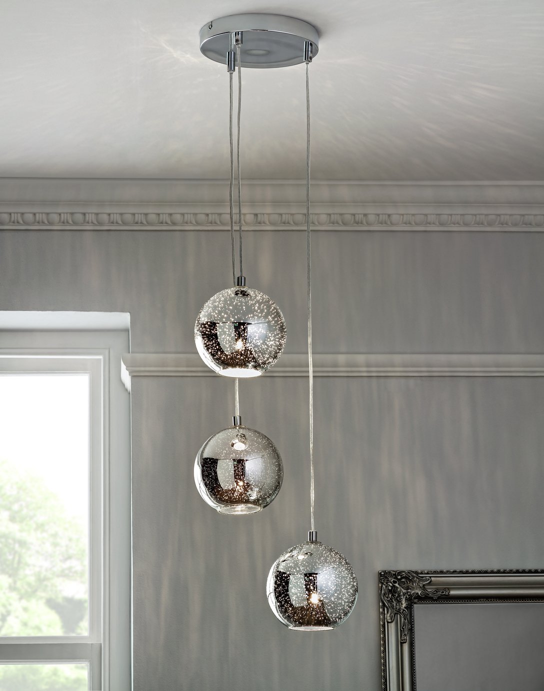 Argos Home Imogen Mercury 3 Light Ball Pendant Light -Chrome Review