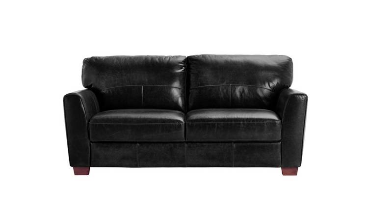 Habitat Milford 3 Seater Leather Sofa - Black