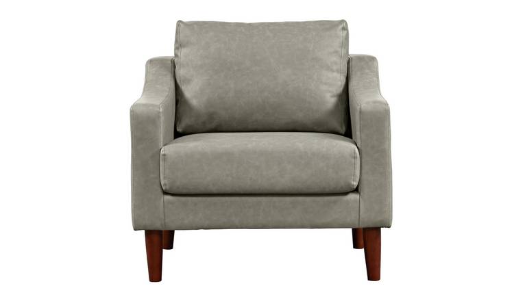 Buy Argos Home Brixton Faux Leather Armchair - Grey | Armchairs and